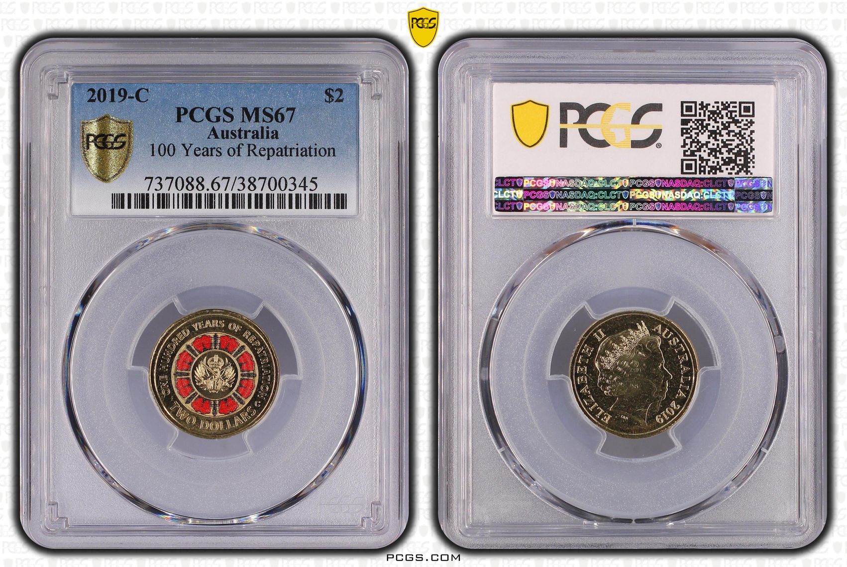 451 · 100 Years of Repatriation Colorized , Two Dollar, 2019-C, PCGS MS67
