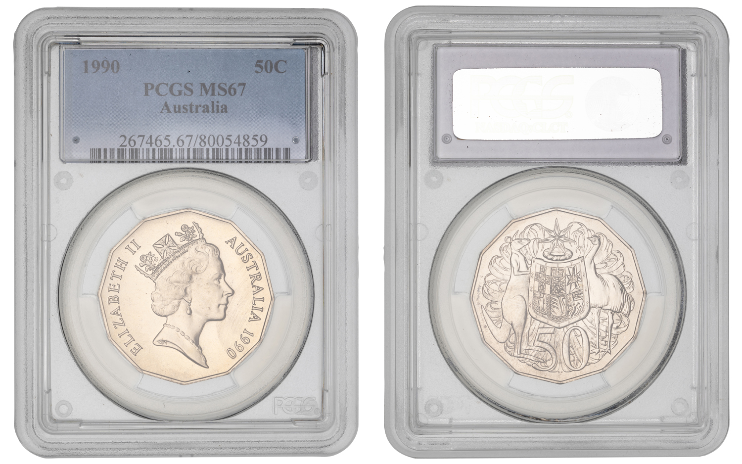 Elizabeth II, Fifty Cent, 1990, PCGS MS67