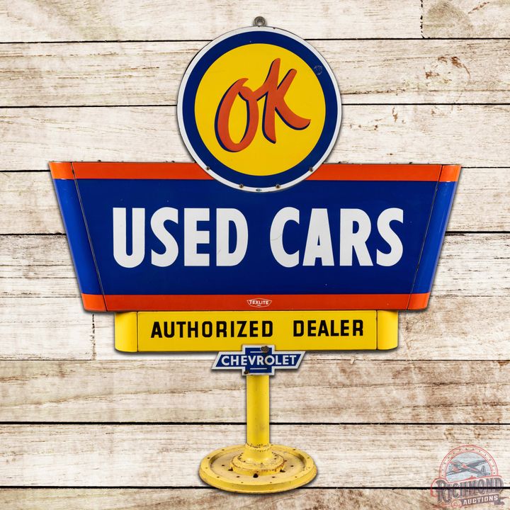 Chevrolet OK Used Cars Authorized Dealer Multi-Piece DS Porcelain Sign