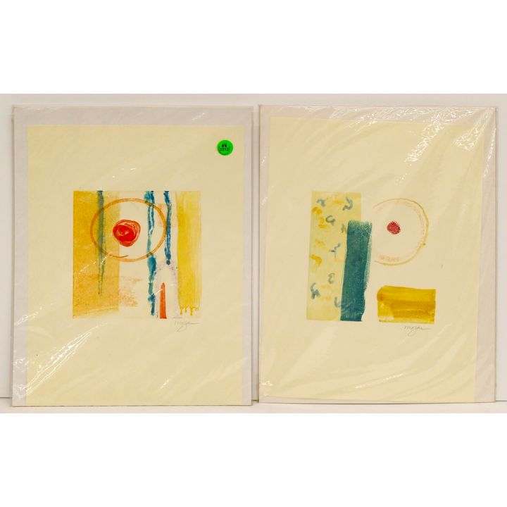 2pc Martha Pfanschmidt Abstract Monotype Prints