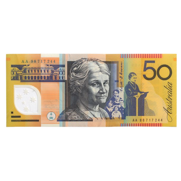 First Prefix - MacFarlane/Evans, Fifty Dollars, 1998 nearly Uncirculated