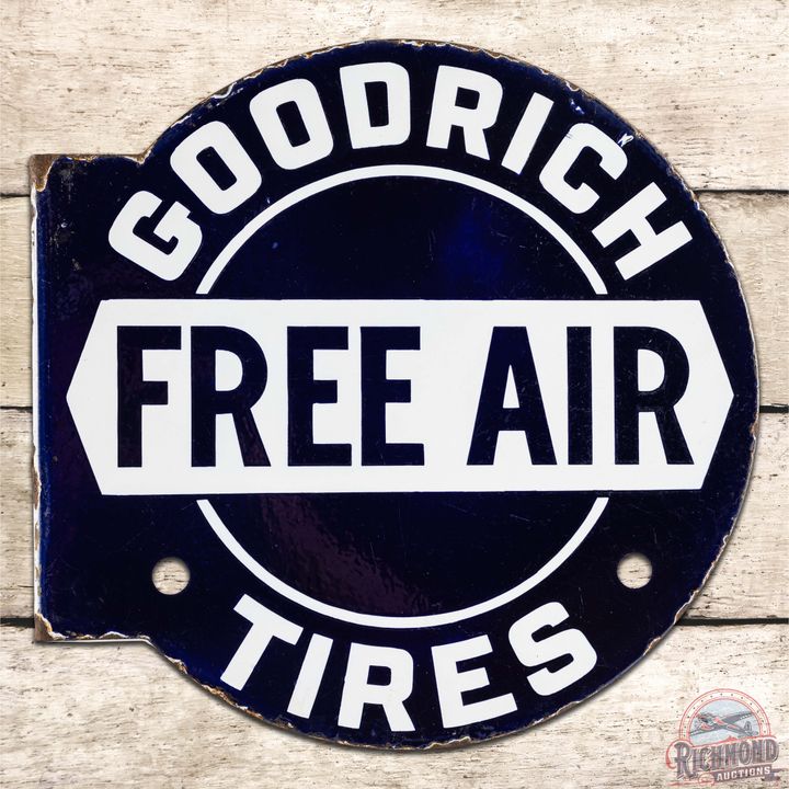 Goodrich Tires "Free Air" DS Porcelain Flange Sign