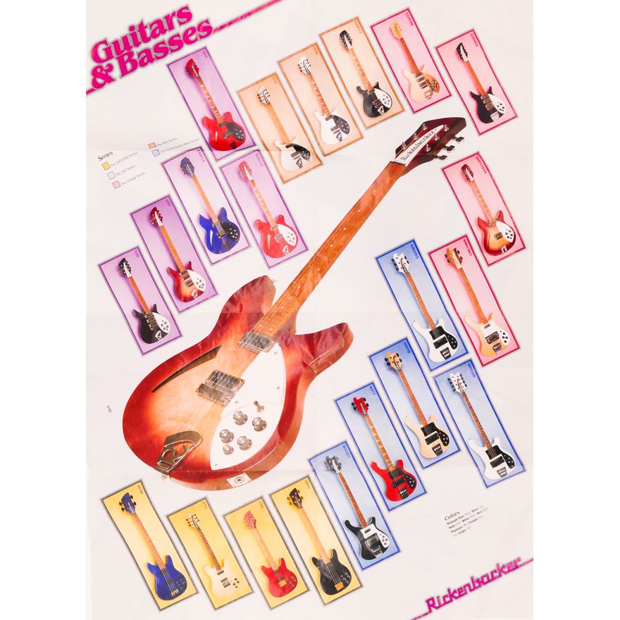 Rickenbacker 330 Guitar Foldout Brochure Poster, 1986