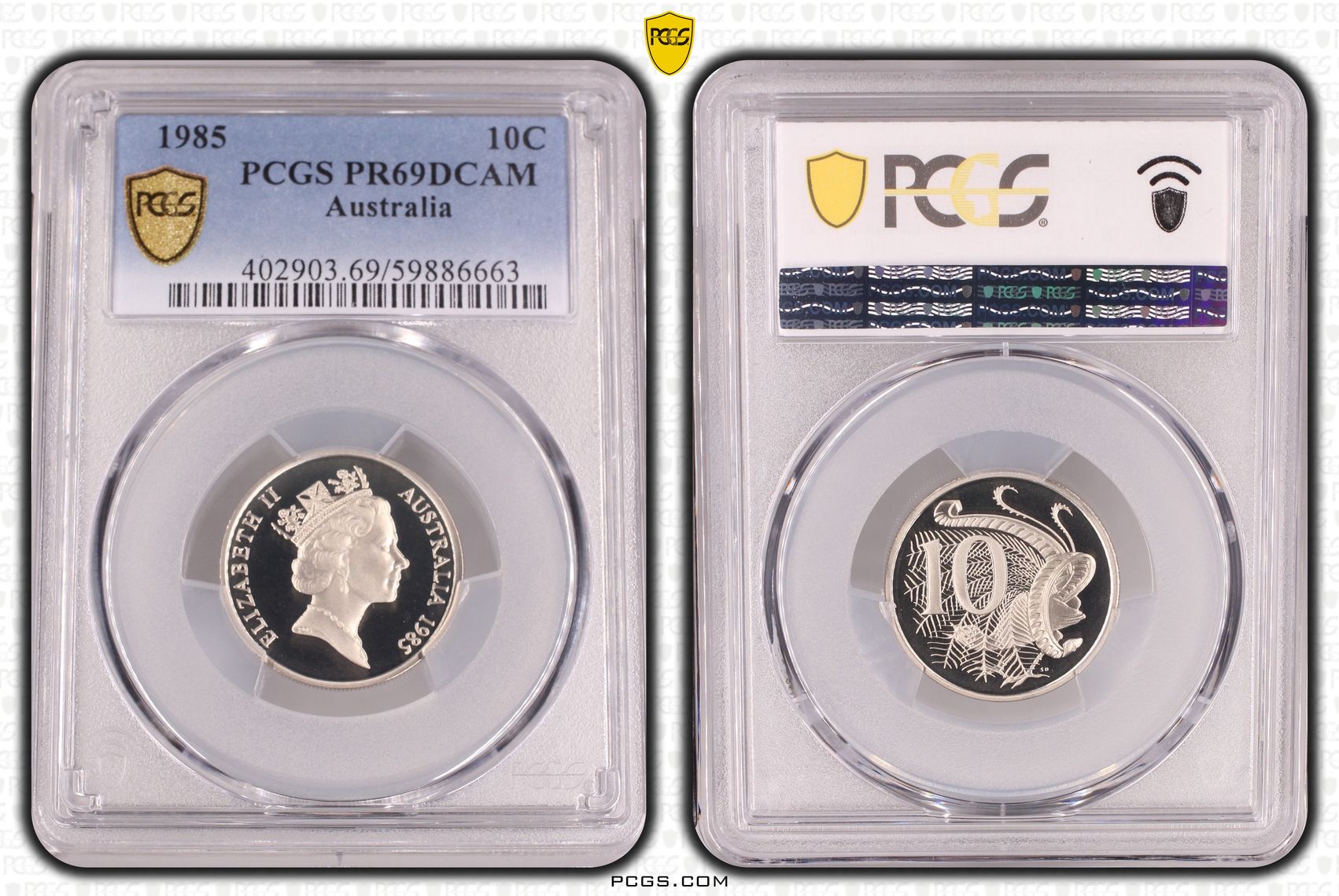 Ten Cent, 1985, Pcgs Pr69dcam