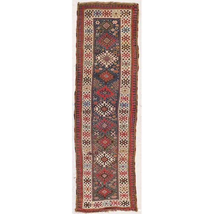 Antique Caucasian Oriental Runner Rug