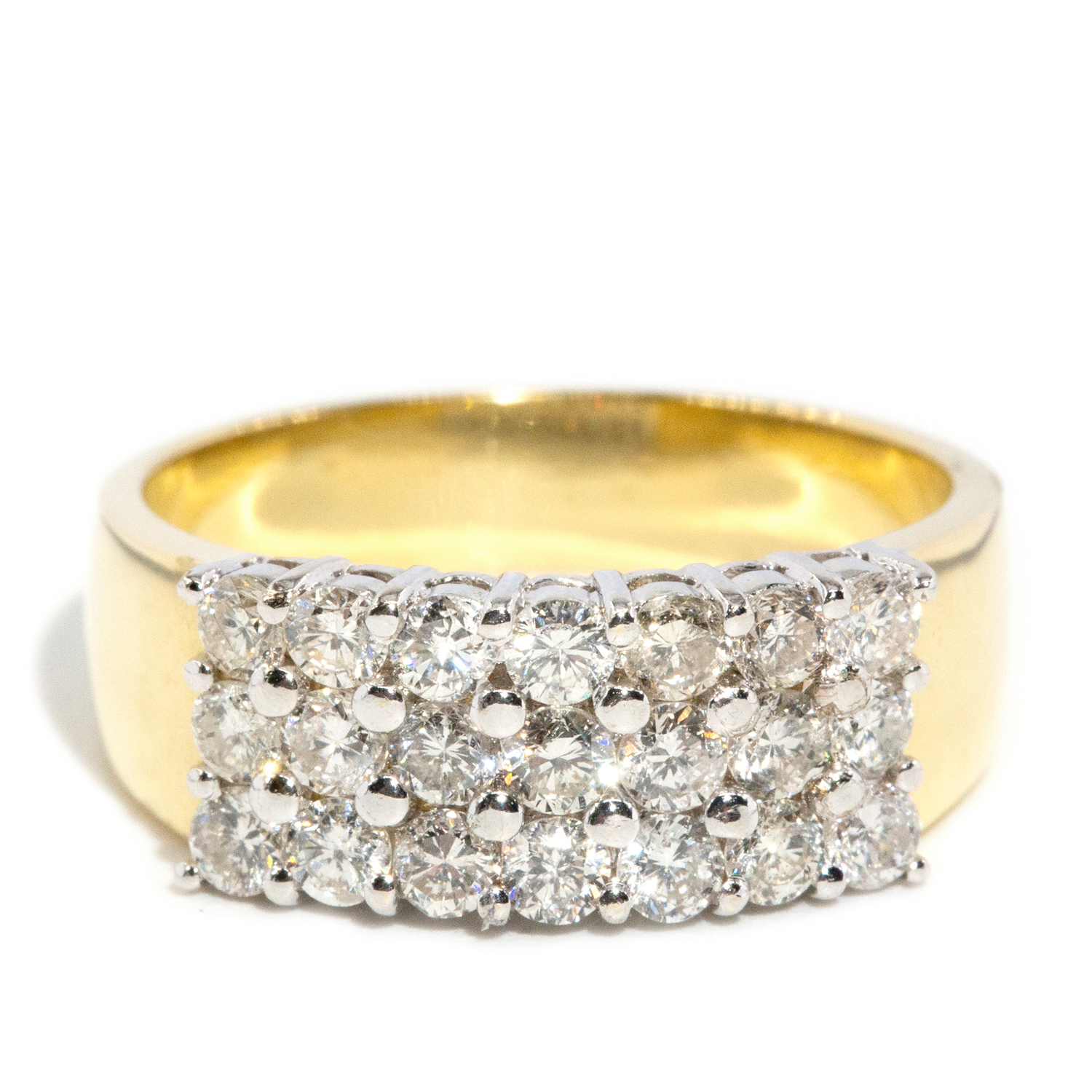 1.00ct Diamond Cluster Statement Band in 18ct Gold