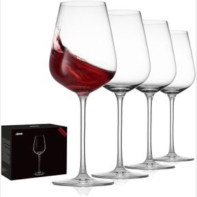 HAND BLOWN ITALIAN STYLE CRYSTAL BORDEAUX WINE GLASSES - GREAT GIFT PACKAGING - RED WINE GLASSES LEAD FREE PREMIUM CRYSTAL CLEAR G