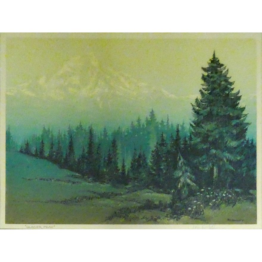 Roger Berghoff ''Glacier Peak'' Signed Serigraph Framed 24''x30''