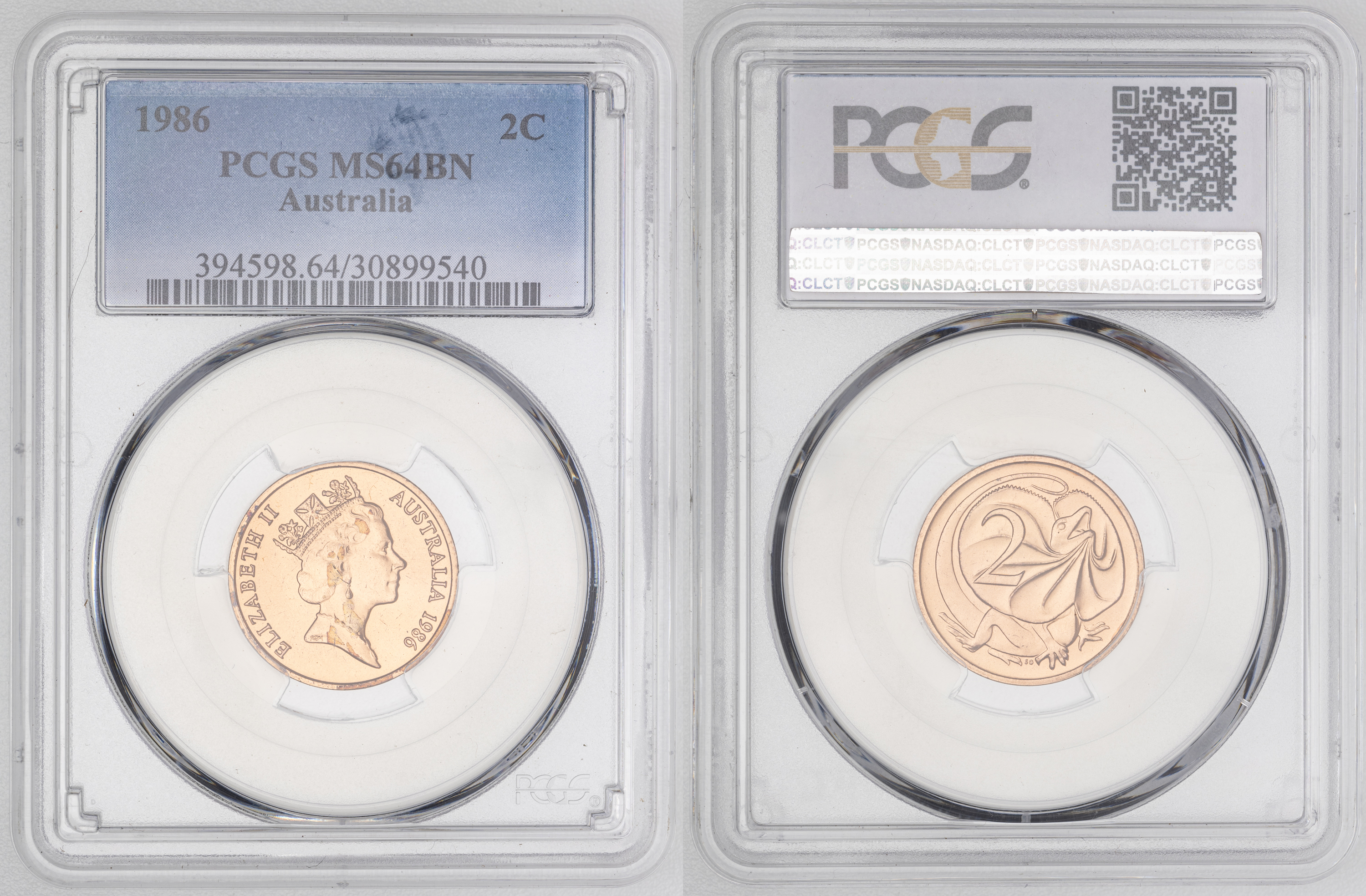 134 · Elizabeth II,   POP 1/0, Two Cent, 1986, PCGS MS64BN