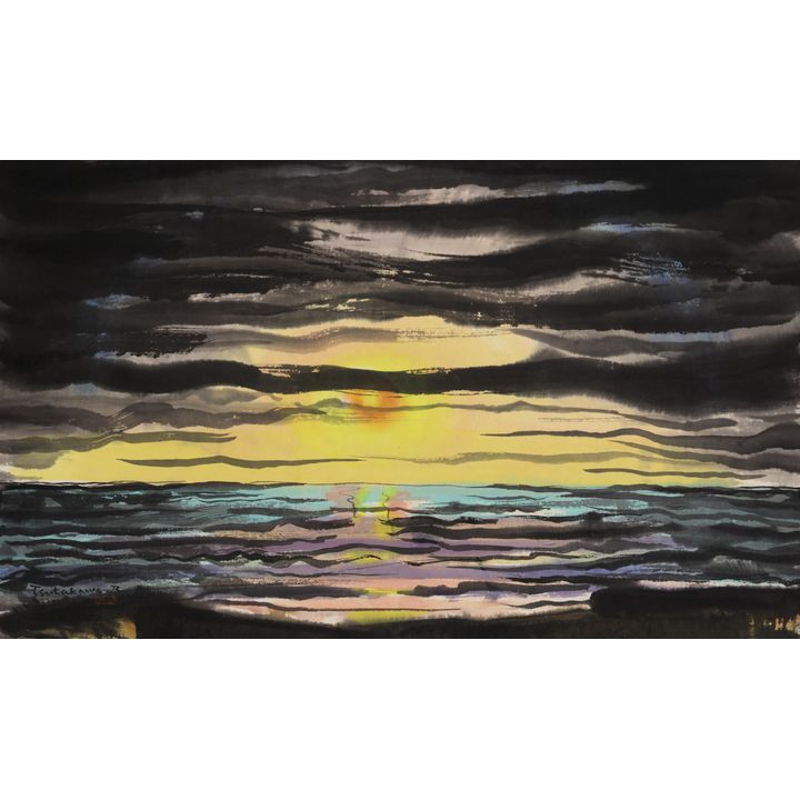 George Tsutakawa ''Sunset, Shi Shi'' 1972 Sumi & Watercolor