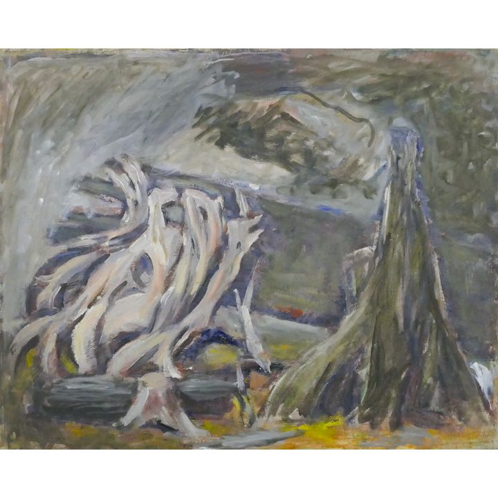 Arthur or Albert Runquist ''Two Tree Forms'' Oil on Canvas 17''x21''