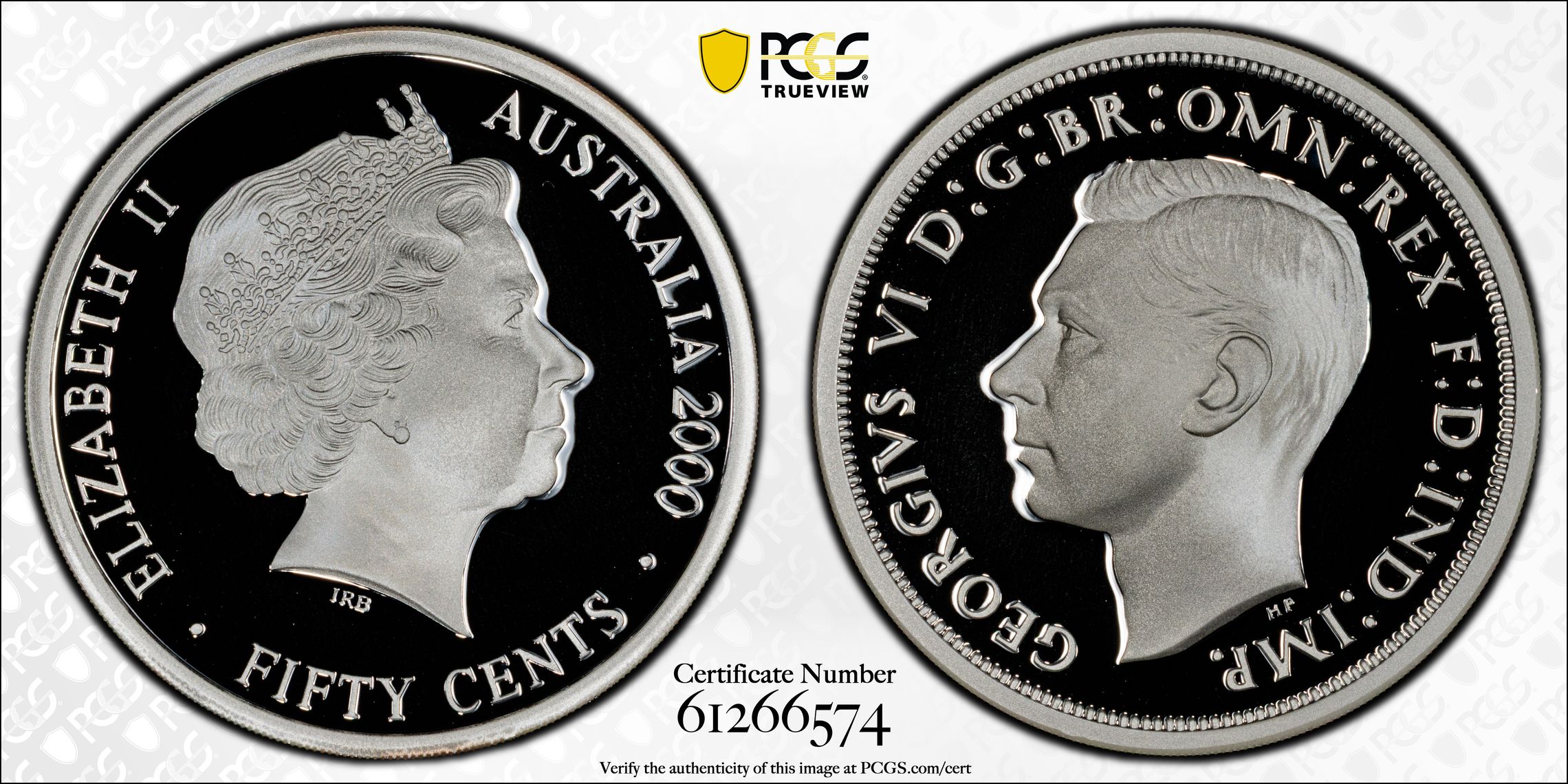 George VI Silver, Fifty Cent, 2000, PCGS PR69DCAM