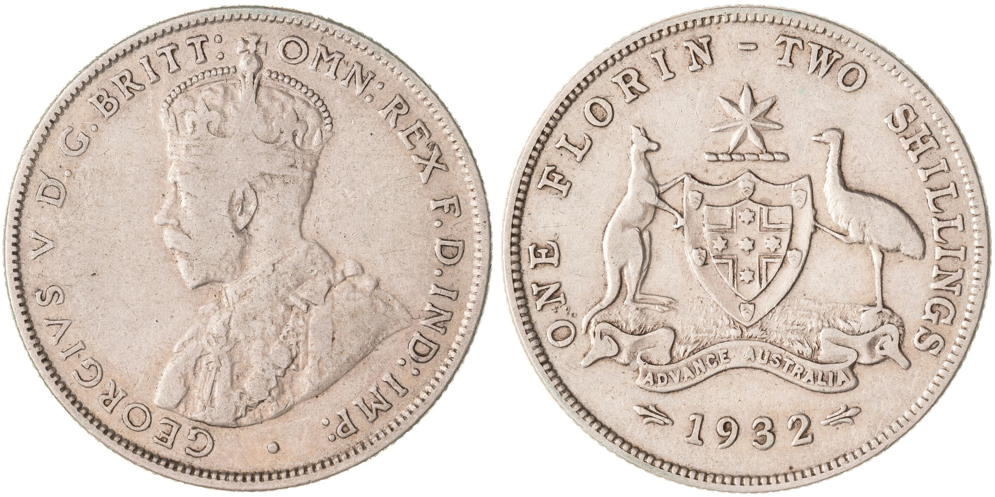 George V, Florin, 1932, aFine