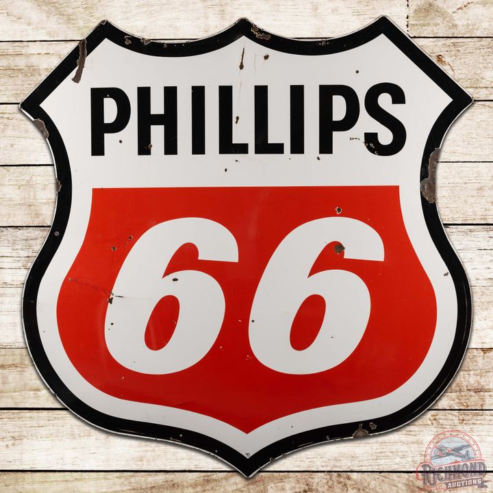 1967 Phillips 66 Gasoline 6' DS Porcelain ID Sign