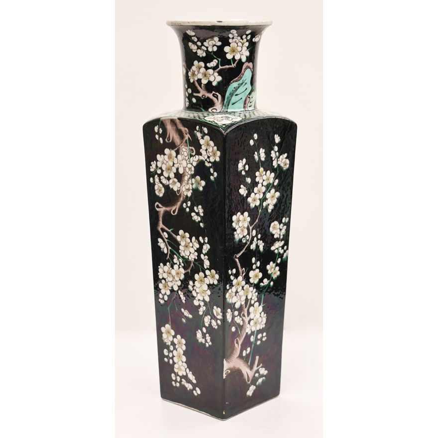 Chinese 18th Cent. Famille Noir Prunus Vase