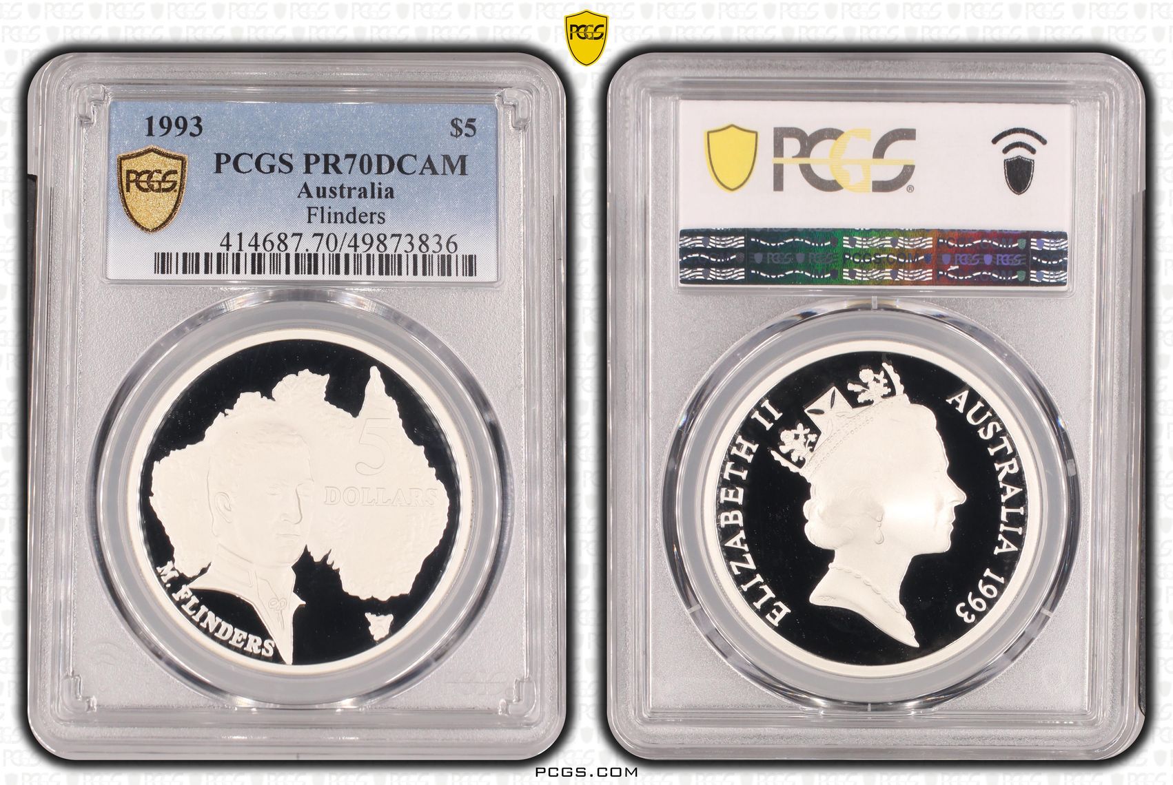 Flinders POP 14/0, Five Dollar, 1993, PCGS PR70DCAM