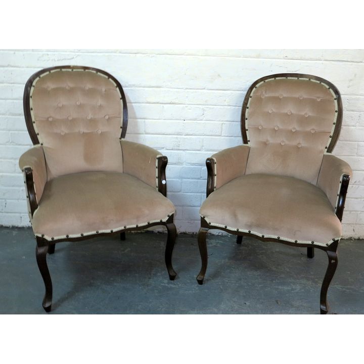 PAIR OF UPHOLSTERED ARMCHAIRS,