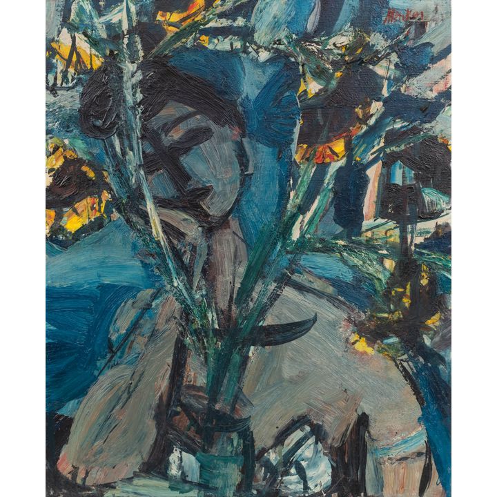 Zygmunt Menkes | Portret kobiety z kwiatami