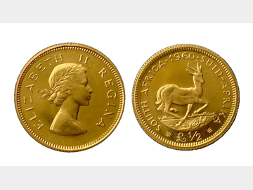 1960 QUEEN ELIZABETH II SOUTH AFRICA GOLD HALF POUND