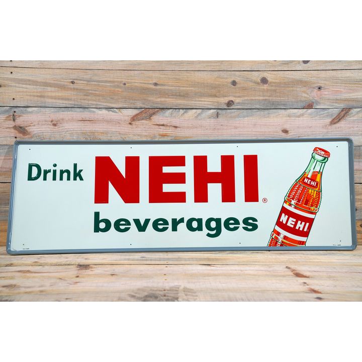 Drink Nehi Beverages Single Sided Tin Embossed Metal Sign TAC 9.5