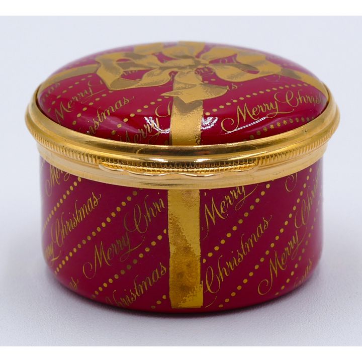 Gumps Halcyon Days Xmas Gift Wrap Enameled Box in Box 1.75''
