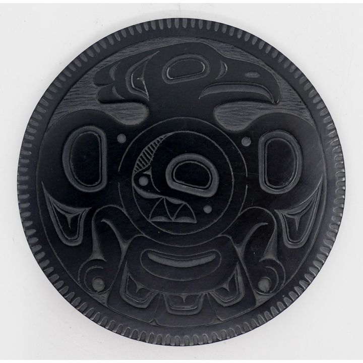 Denny Dixon ''Raven'' Argillite Disk Plaque 4''