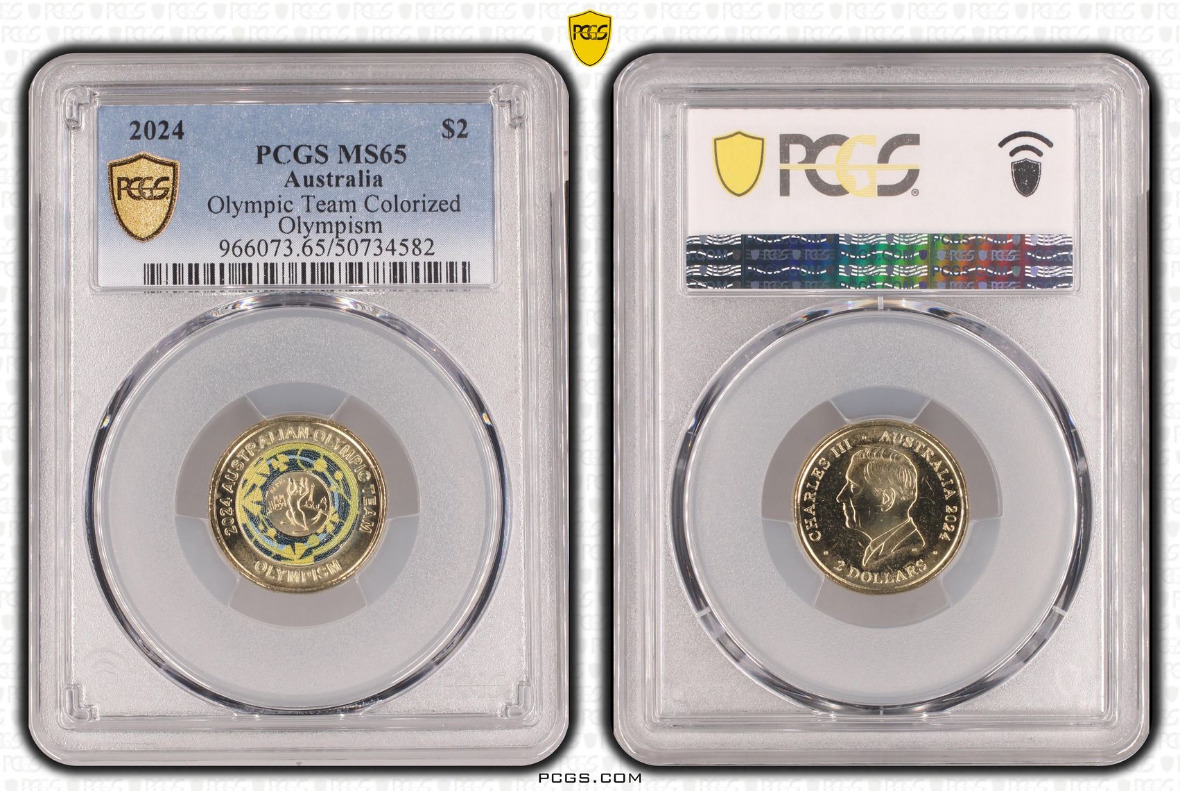 Olympic Team Colorized Olympism , Two Dollar, 2024, PCGS MS65