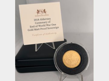 2018 ALDERNEY MATT PROOF SOVEREIGN 'CENTENARY OF END OF WORLD WAR ONE' BOXED