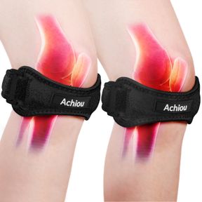 ONE SIZE ACHIOU 2 PACK KNEE STRAP FOR KNEE PAIN, ADJUSTABLE KNEE BAND, PATELLA TENDON KNEE SUPPORT STRAPS FOR RUNNING, GYM, HIKING