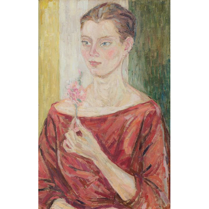 Artysta nieokreślony | Portret kobiety z kwiatem