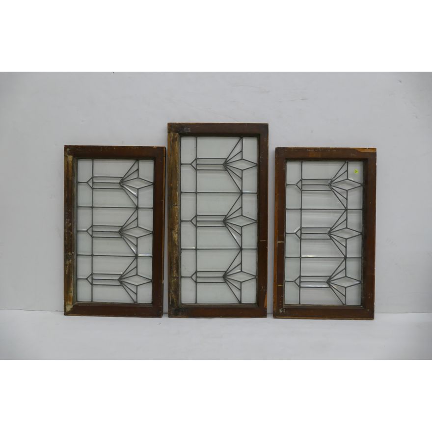3pc Antique Matching Leaded Glass Windows- 18x32'' and 18x36''