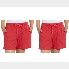 2PCS NAUTICA WOMEN'S LINEN BLEND PULL-ON SHORT SZ S