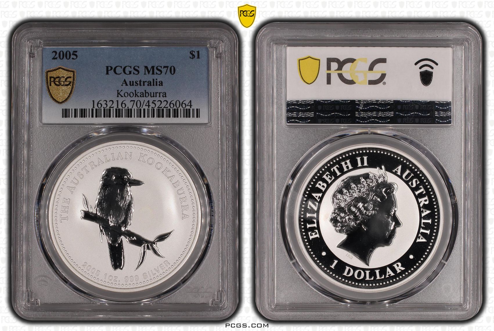 2005 Australia One Dollar, $1 Kookaburra PCGS - MS70 POP 120/0 -064