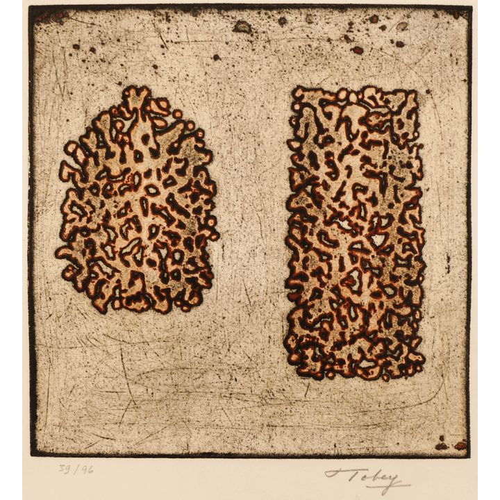 Mark Tobey ''The Unknown Pair'' 1967 Aquatint Etching