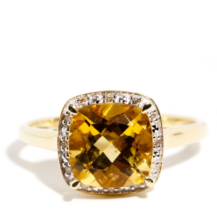Citrine & Diamond 9ct Gold Ring,