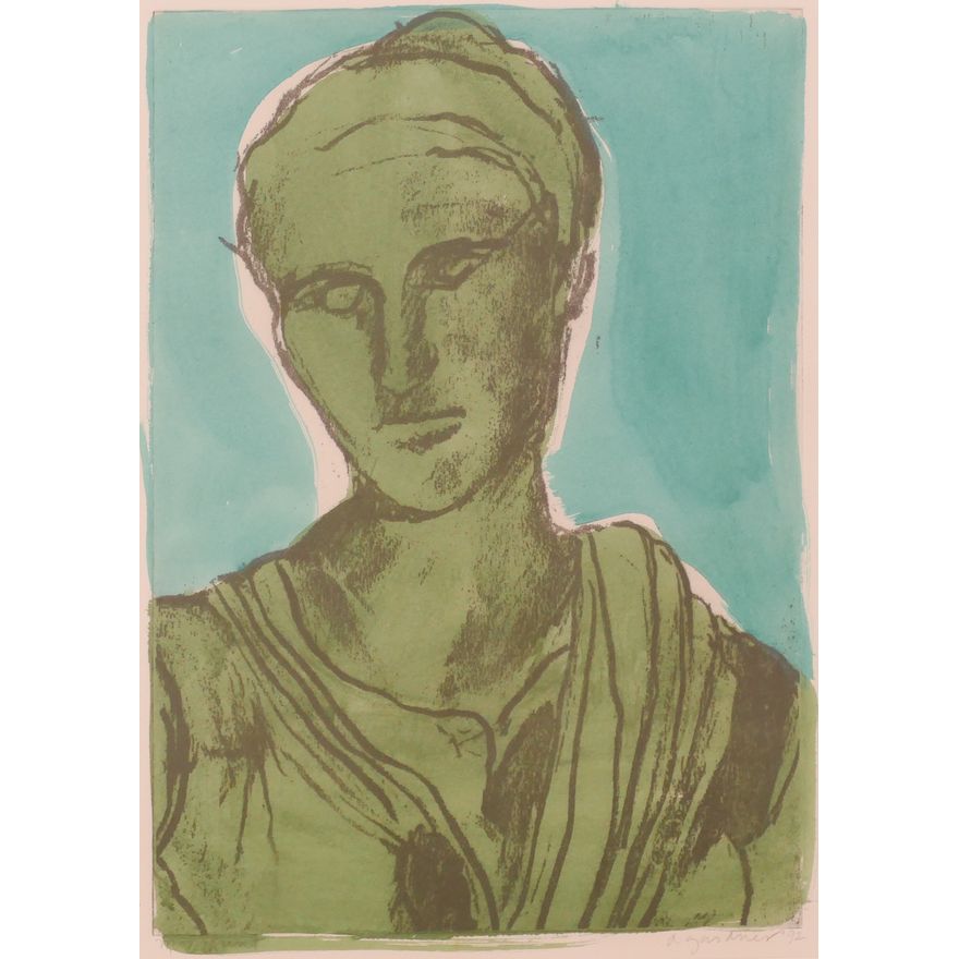 Ann Gardner Portrait Monoprint 1992 Gallery Framed- 25x20''
