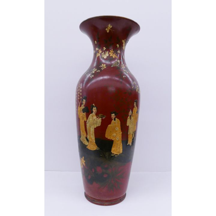 Antique German Chinoiserie Terracotta Vase- 28''