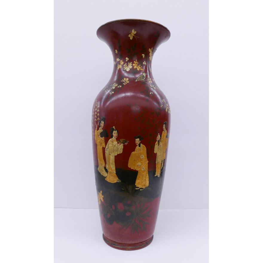 Antique German Chinoiserie Terracotta Vase- 28''