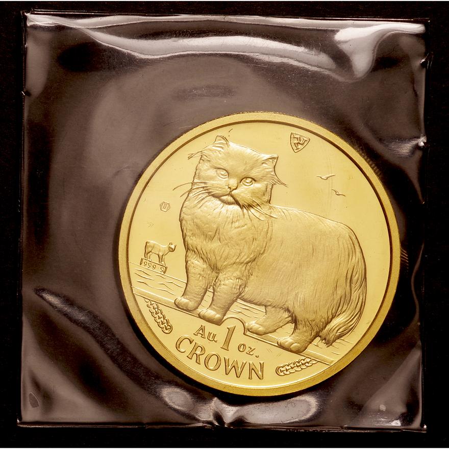 1989年/イギリス領マン島/ペルシャ猫/金貨/1/2/PCGS/キャットコイン 
