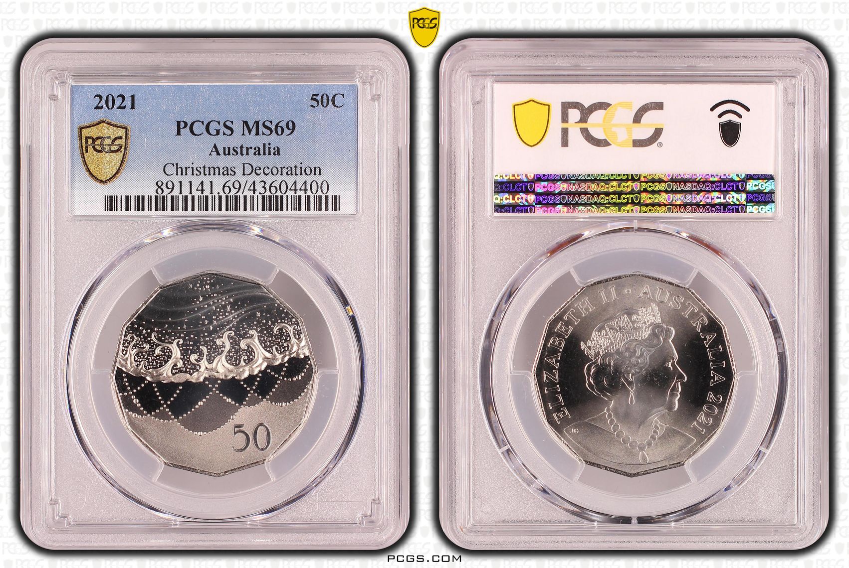 2021 Australia Fifty Cent, 50c Christmas Decoration PCGS - MS69 POP 14/0 -400