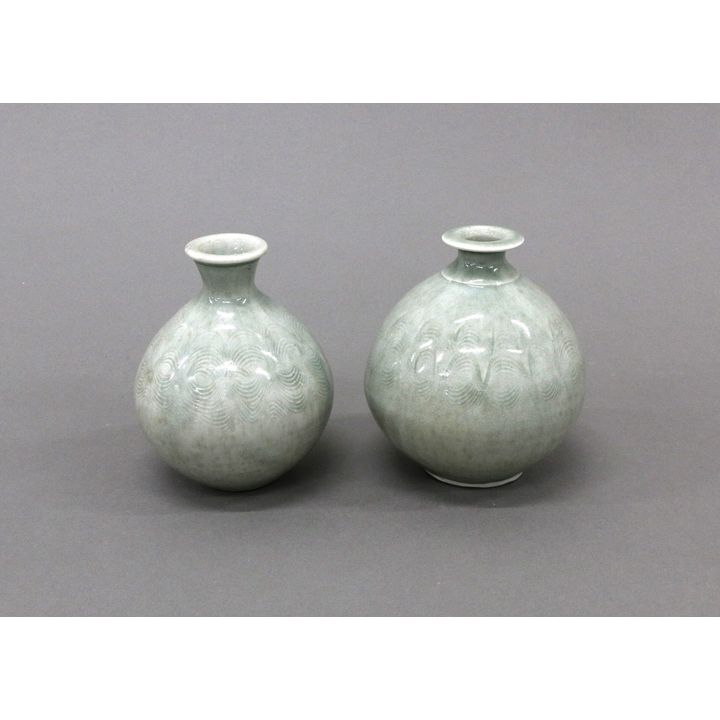 Len Castle - Two matching pale celadon vases