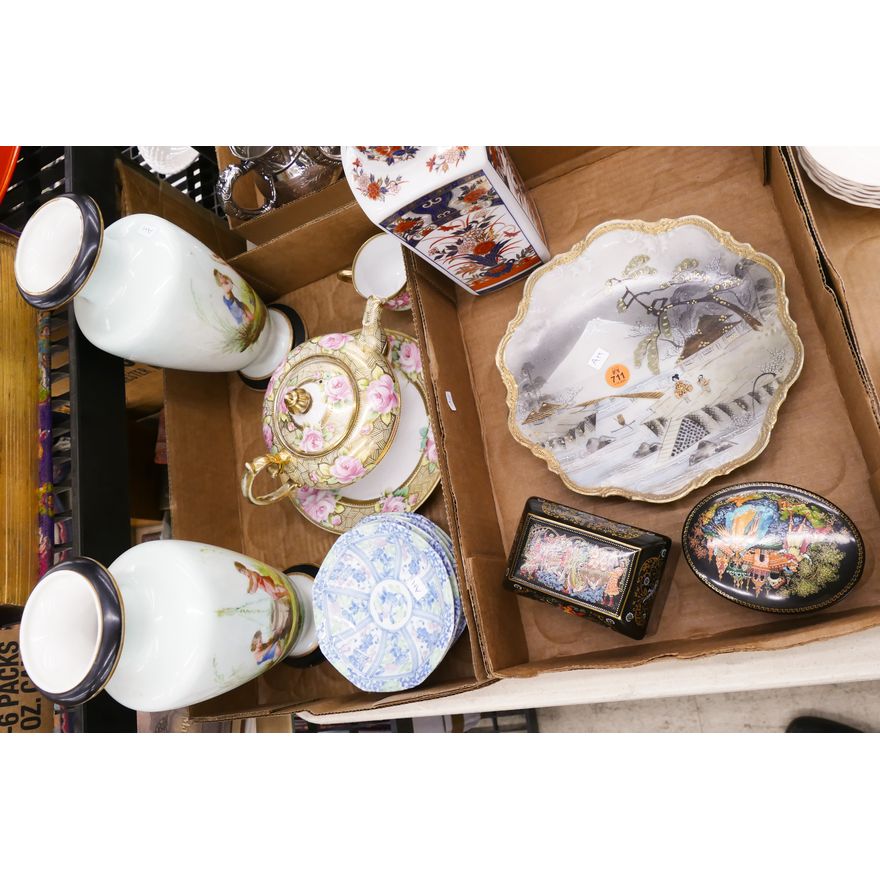 2 Boxes Nippon Porcelain Etc