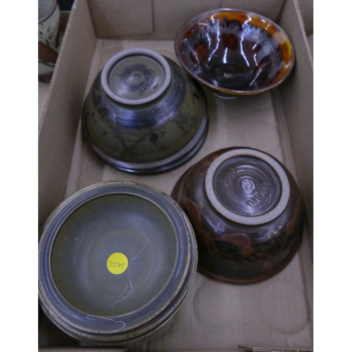 Box 7pc Louis Mideke Studio Pottery Small Bowls- 5 to 6'' diameter