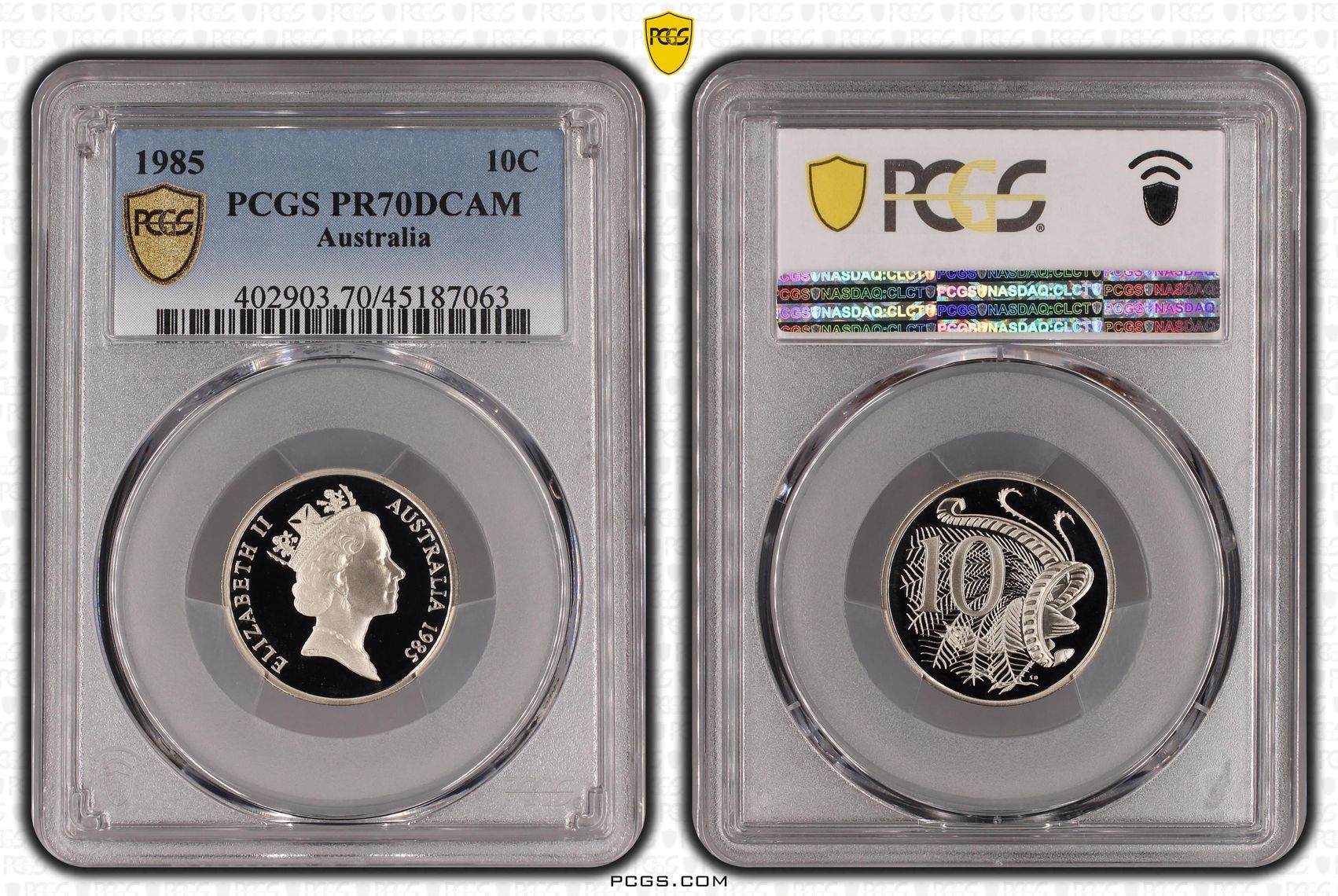 Elizabeth II, Ten Cent, 1985, PCGS PR 70DCAM