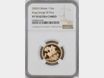 2020 ELIZABETH II '200TH ANNIVERSARY OF GEORGE III'S PRIVY MARK' PROOF GOLD SOVEREIGN PF70 UCAM