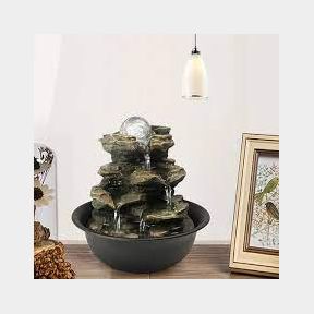 Spinning Rock Tabletop Water Fountain Indoor Decor for Home + Office |