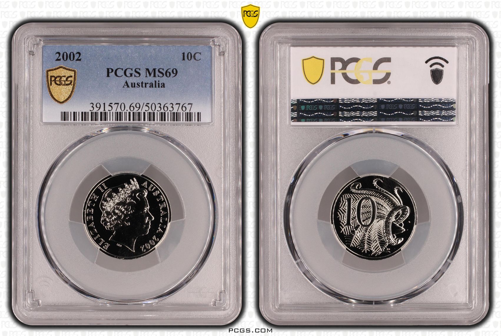 Ten Cent, 2002, PCGS MS69