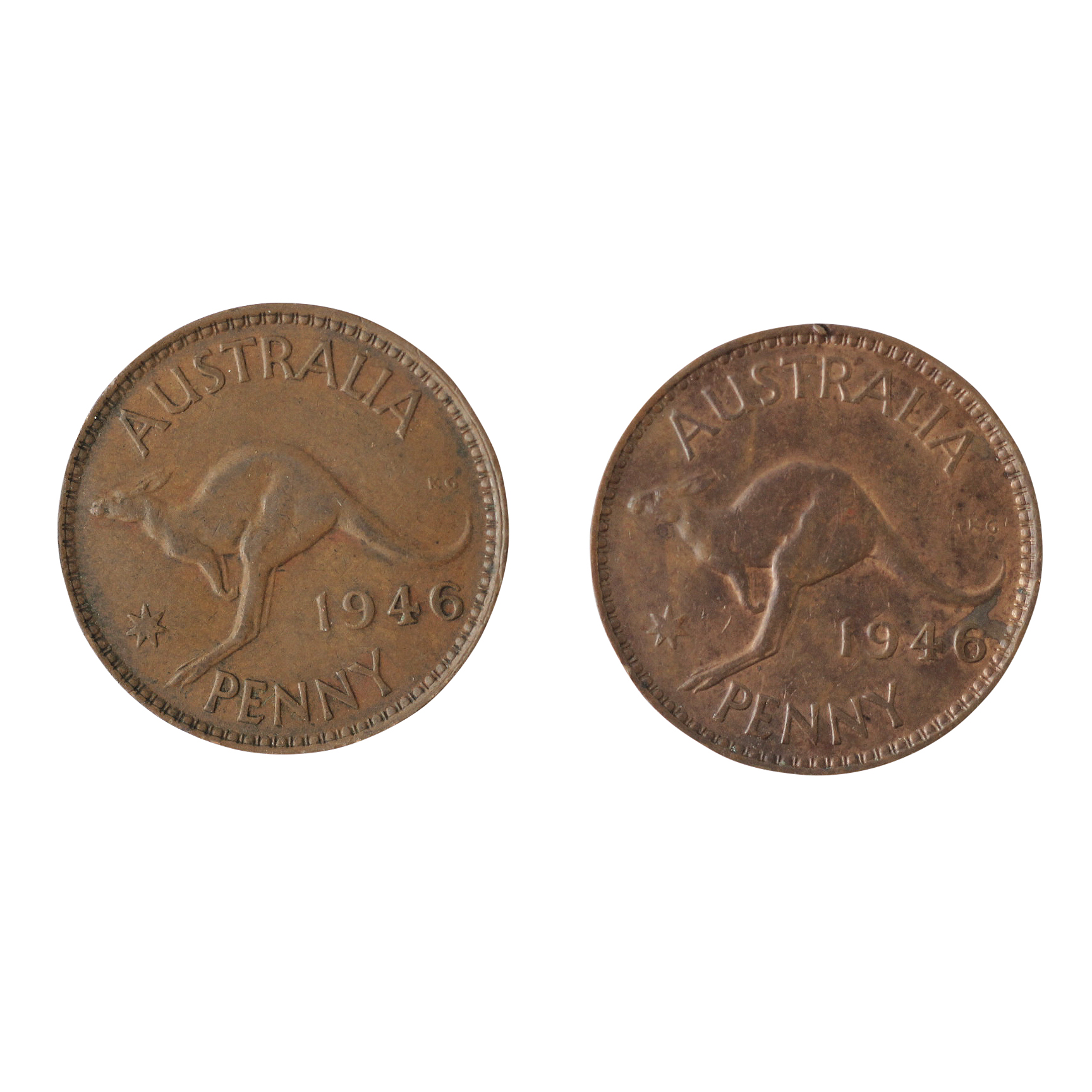 Pair, Pennies, 1946, VF-EF