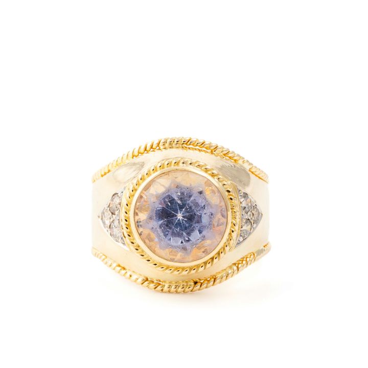 Purple Stone & Diamond Ring 18ct