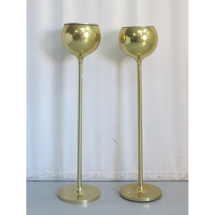 PAIR OF HEAVY GILT METAL PLANTERS